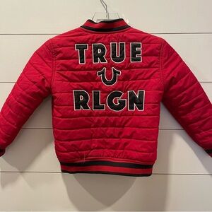 True Religion Boys Logo Red Puffer Bomber Jacket Size Small 6/7